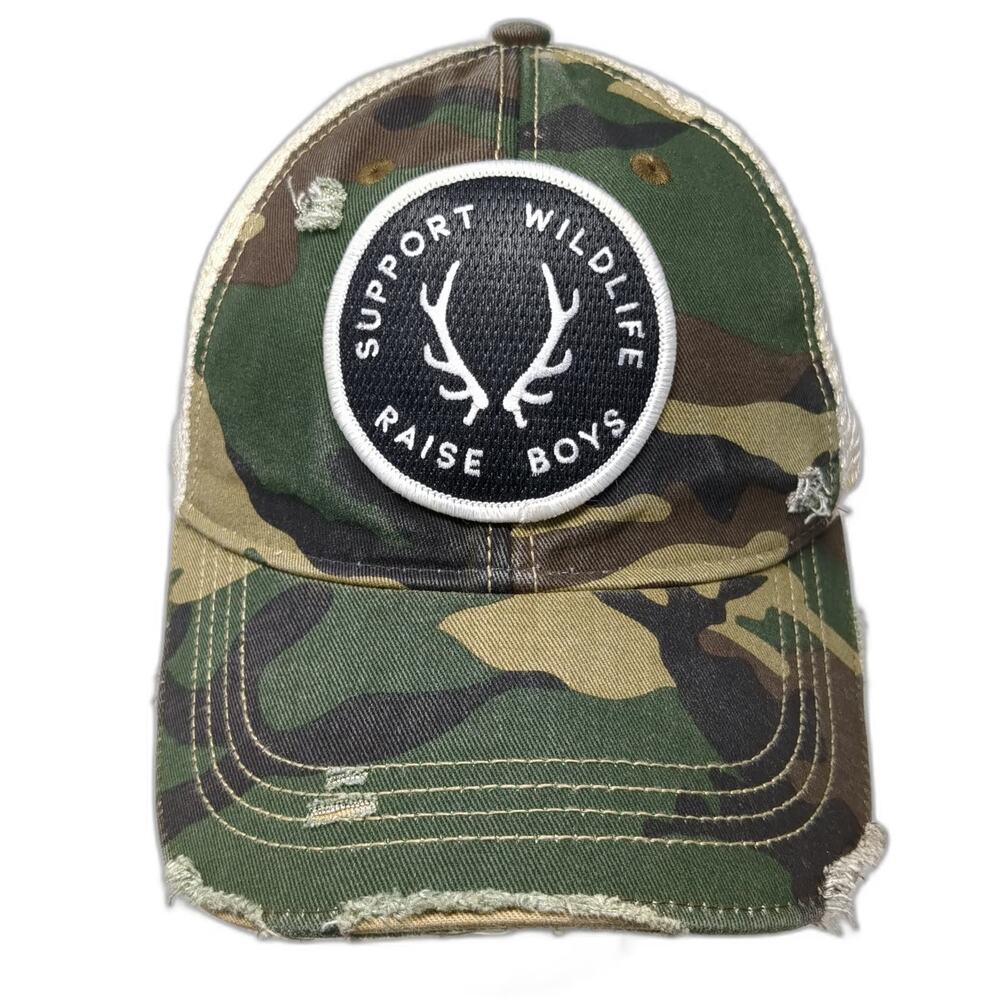 Judith March Green One Size Trucker Hat Support Wildlife Raise Camo Antlers